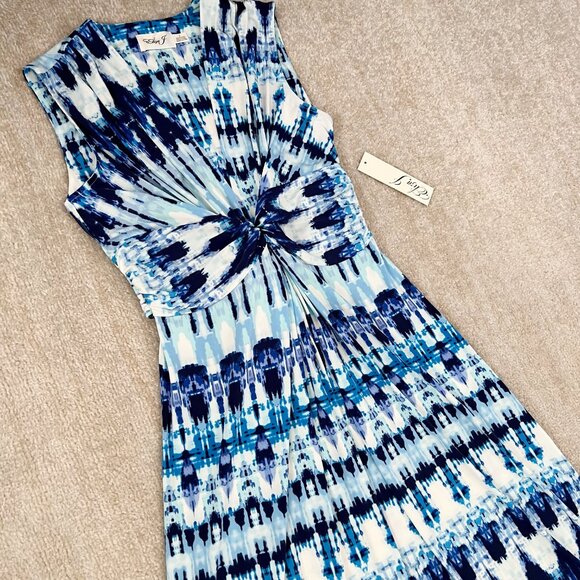 NWT Eliza J Blue and White Boho Summer Maxi Dress 6 - Picture 3 of 9